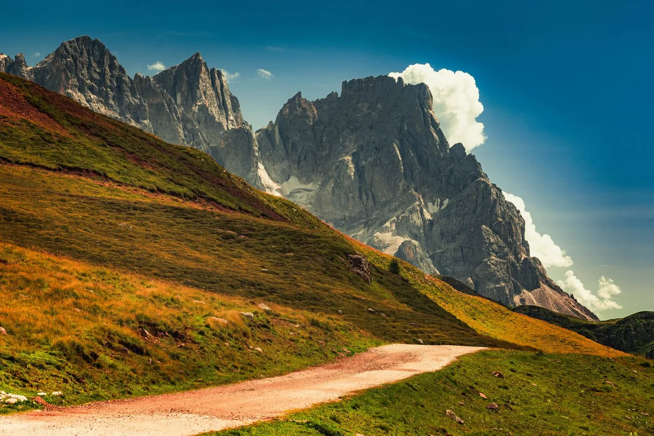 Berglandschaft mit einem geschwungenen Weg