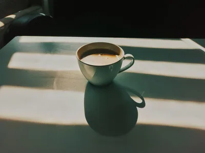 Helle Tasse zwischen Licht und Schatten